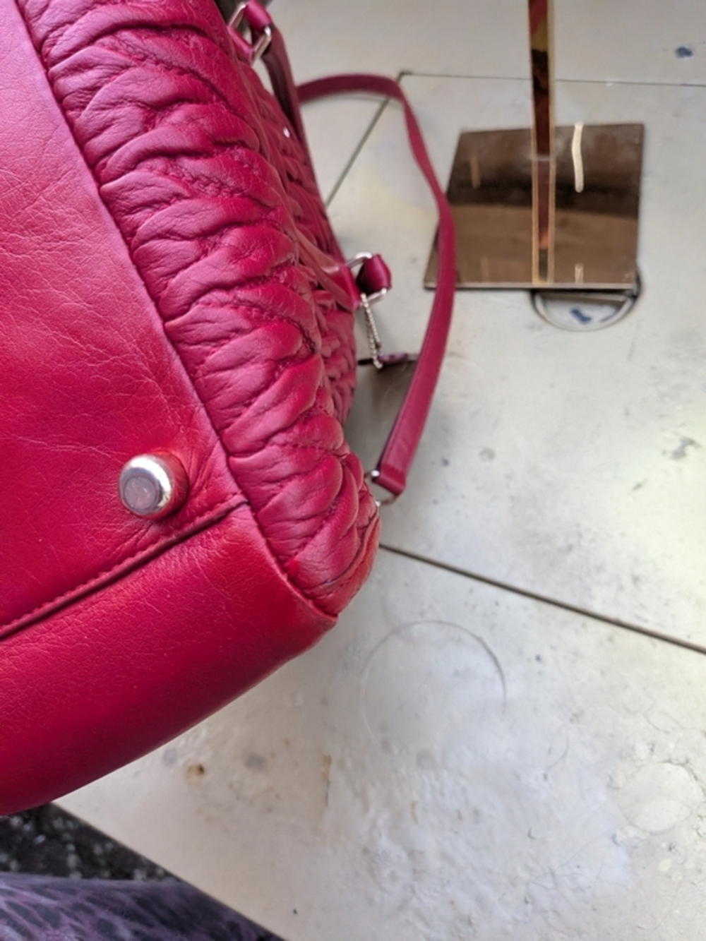 Red Coach Twisted Gathered Leather Morgan Satchel (Style Number: F37083). - Picture 12 of 16